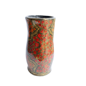 Handmade Kashmiri Paper Mache Floral Vase – Recycled Scrap Paper Art