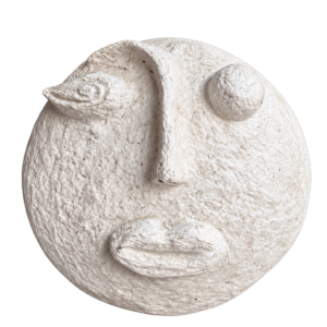 Textured Abstract White Face Mask sculpture | Modern Wall Art